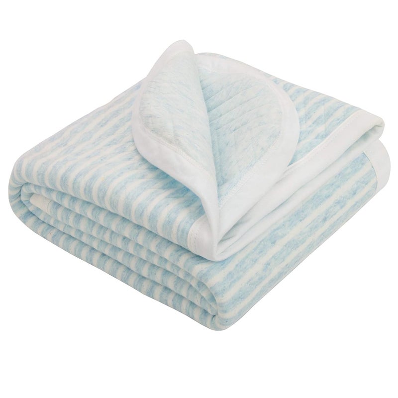 NTBAY Jersey Cotton Quilted Toddler Blanket, Breathable and Warm for Boys and Girls Baby Blanket, 30x40 Inches, Blue - Image 1